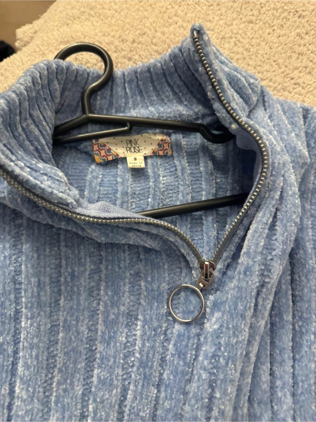 Pink Rose Blue Chenille Quarter Zip Sweater - photo 2