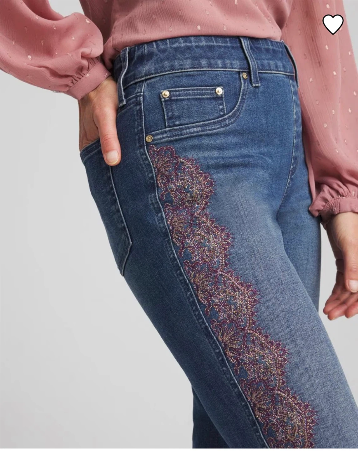 Chico's Straight Leg Jeans with Embellished Side