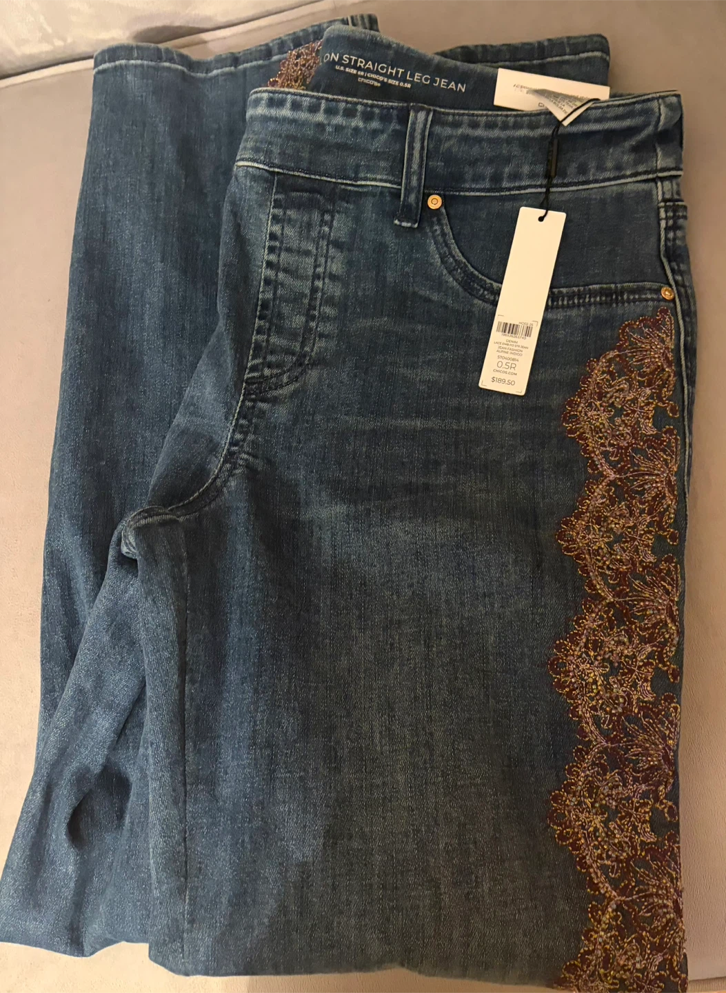 Chico's Straight Leg Jeans with Embellished Side - photo 4