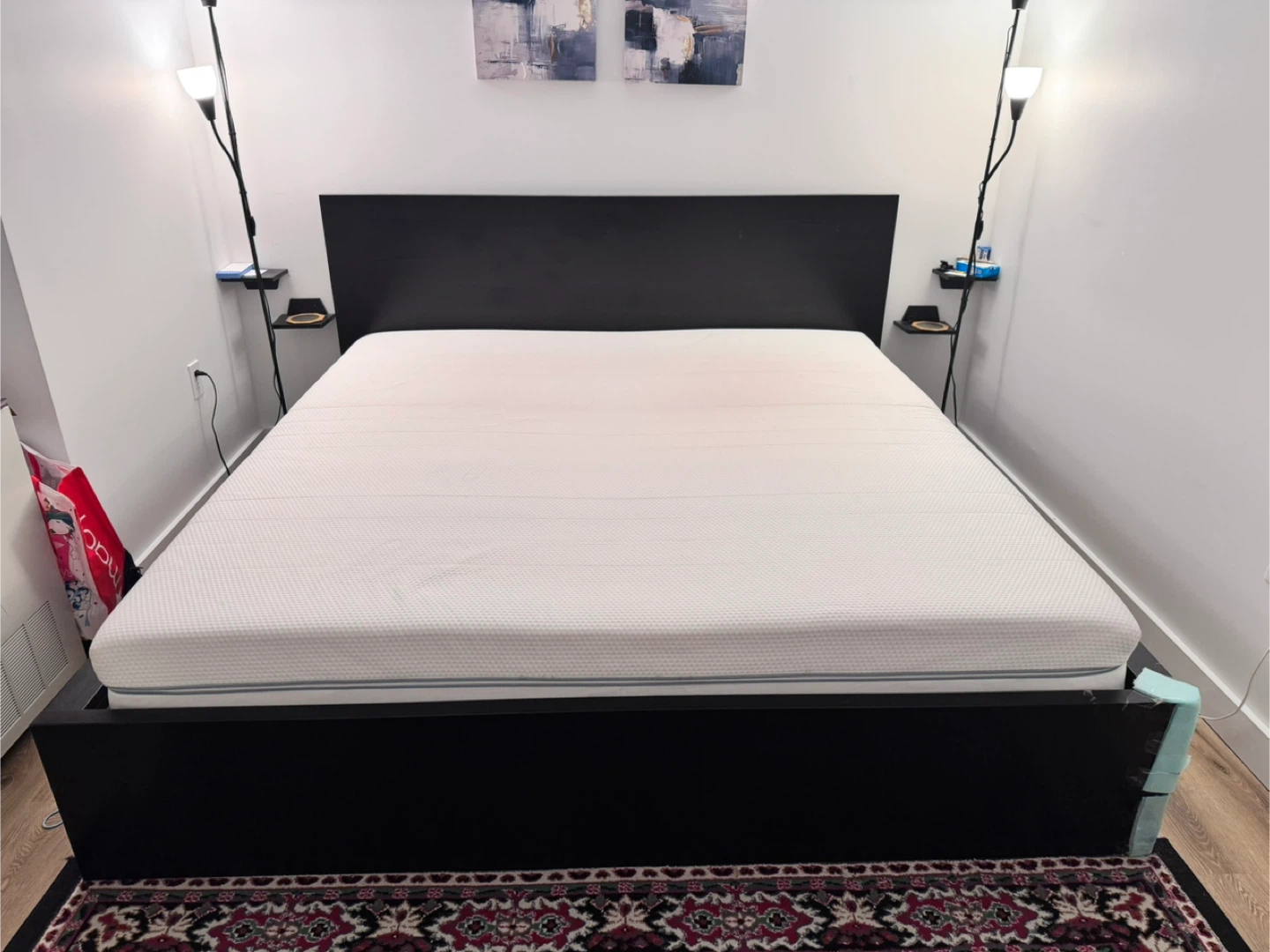 MALM King Bed Frame with 2 Storage Boxes - Dark Brown Veneer