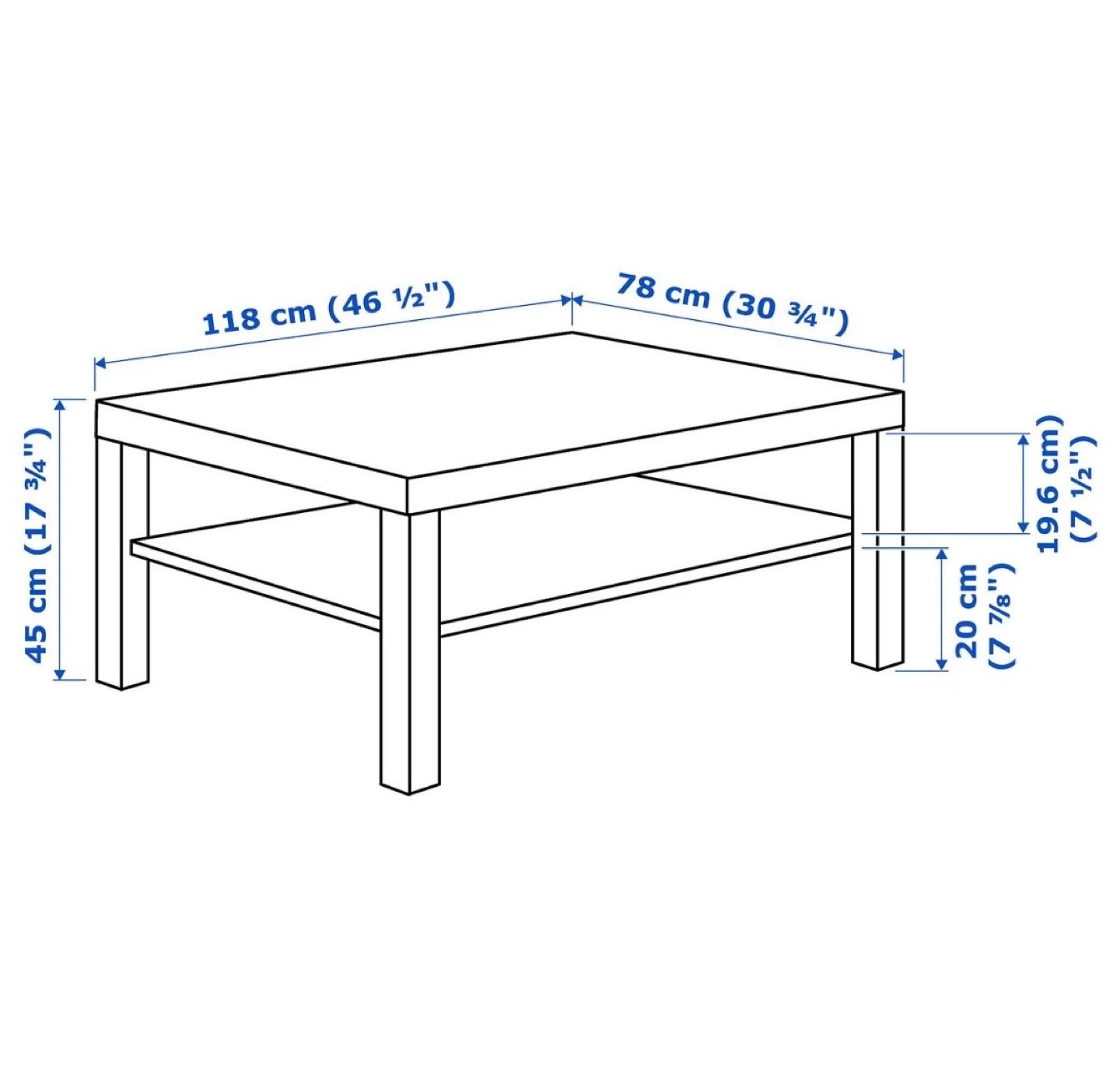 IKEA Black Coffee Table with Shelf - photo 3