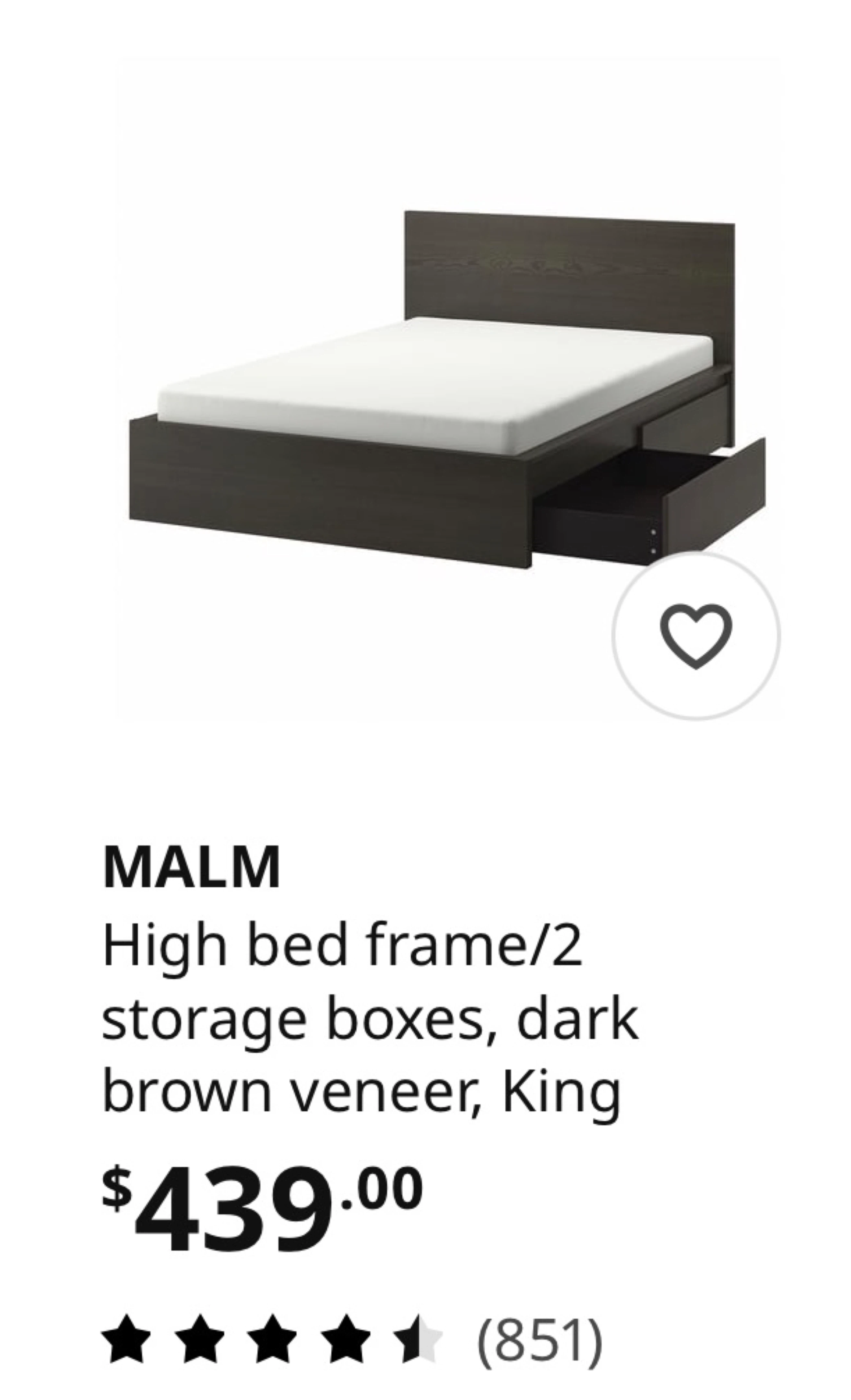 MALM King Bed Frame with 2 Storage Boxes - Dark Brown Veneer - photo 3