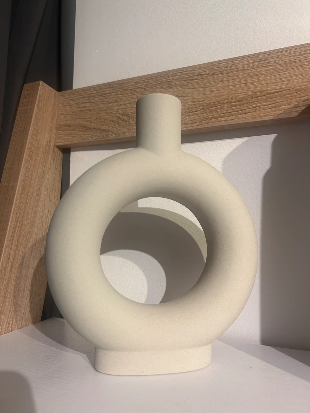 Cream Ceramic Ring Vase