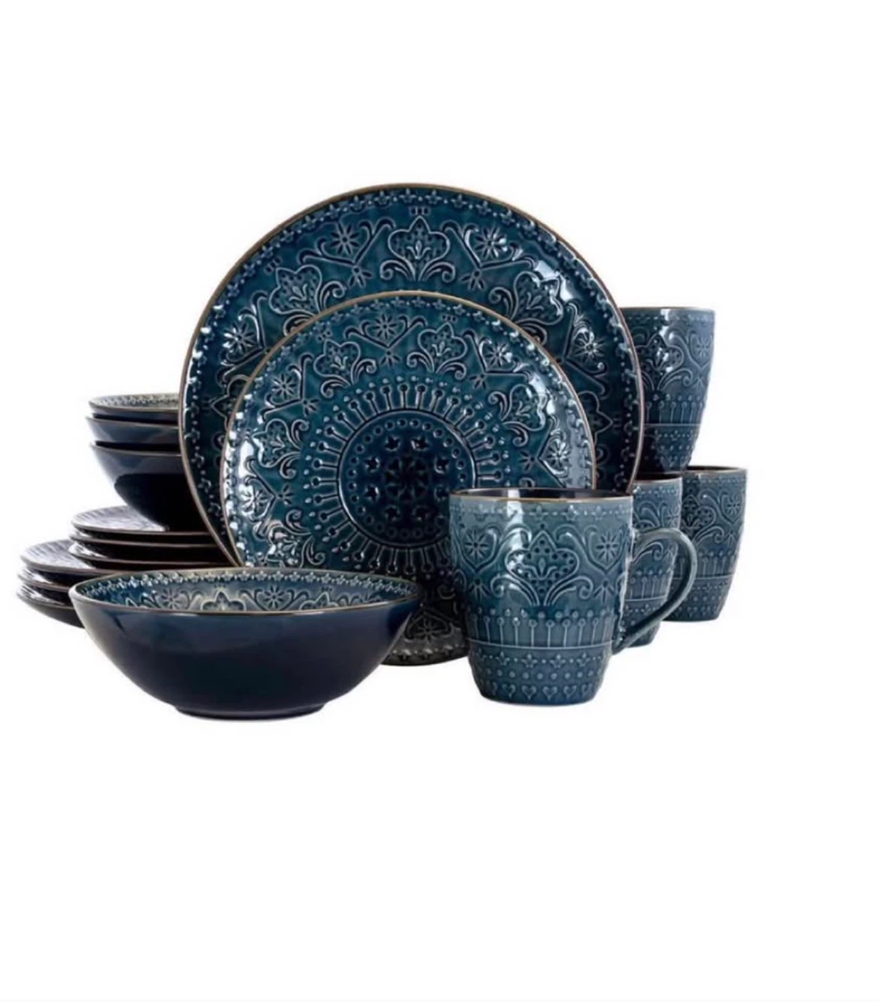 Elama Stoneware Dinnerware Set (Service for 4)