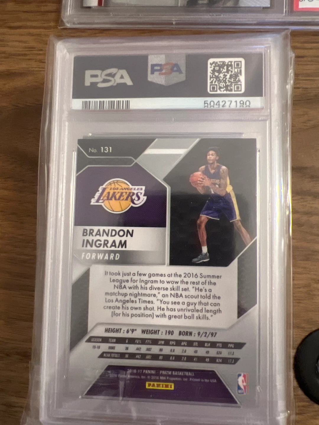 2016 Panini Prizm Brandon Ingram RC #131 GEM MT 10 - photo 2