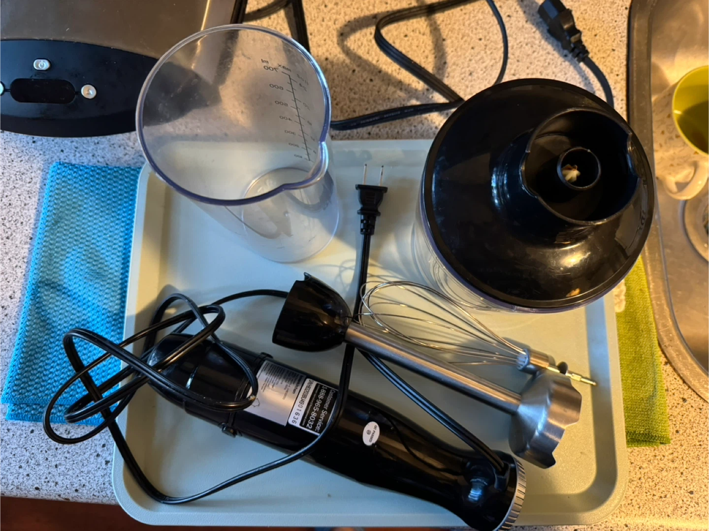 Black Immersion Blender with Whisk and Beaker