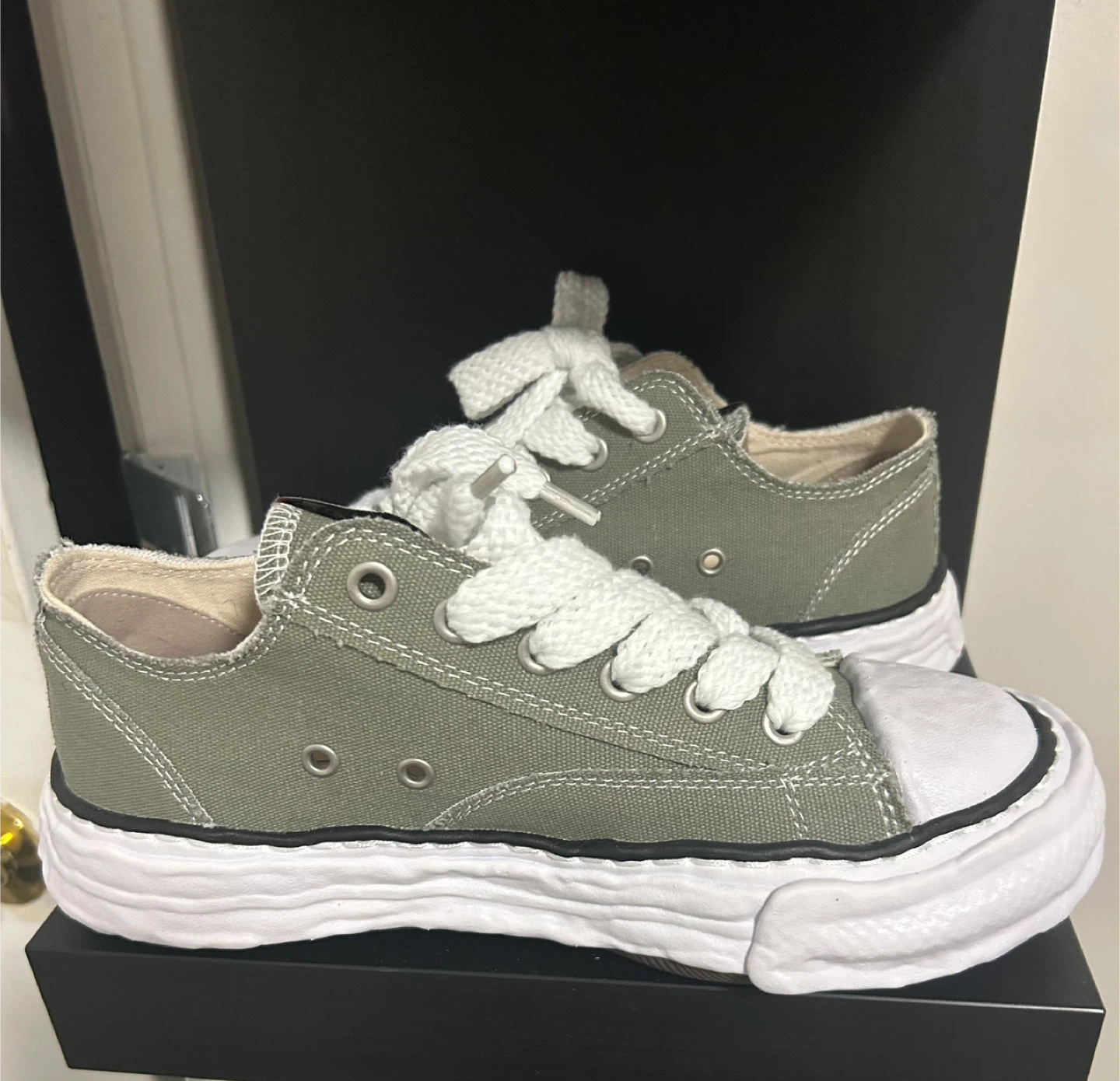 Olive Green Canvas Low-Top Sneakers - photo 2
