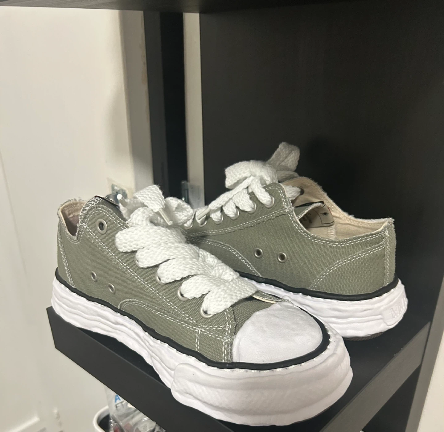 Olive Green Canvas Low-Top Sneakers