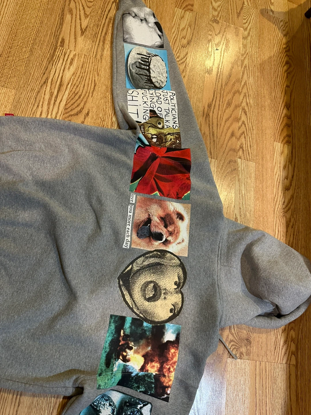Supreme Spread Zip Up Hooded Sweatshirt (Heather Grey) - photo 3