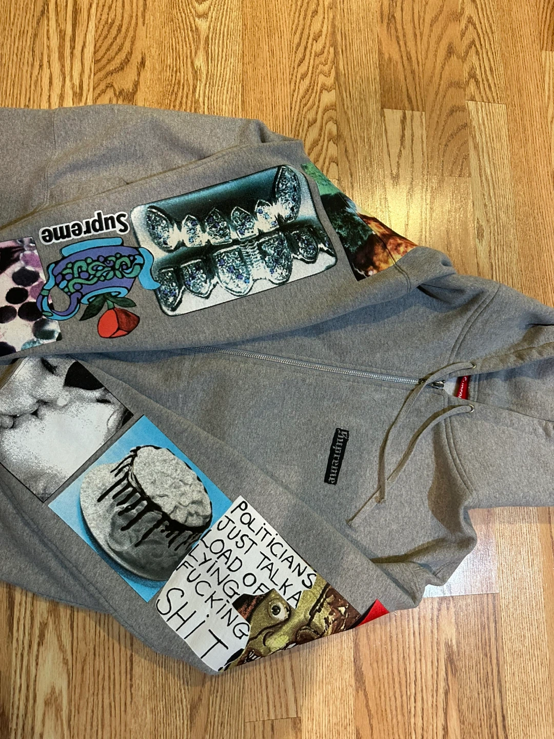 Supreme Spread Zip Up Hooded Sweatshirt (Heather Grey) - photo 4
