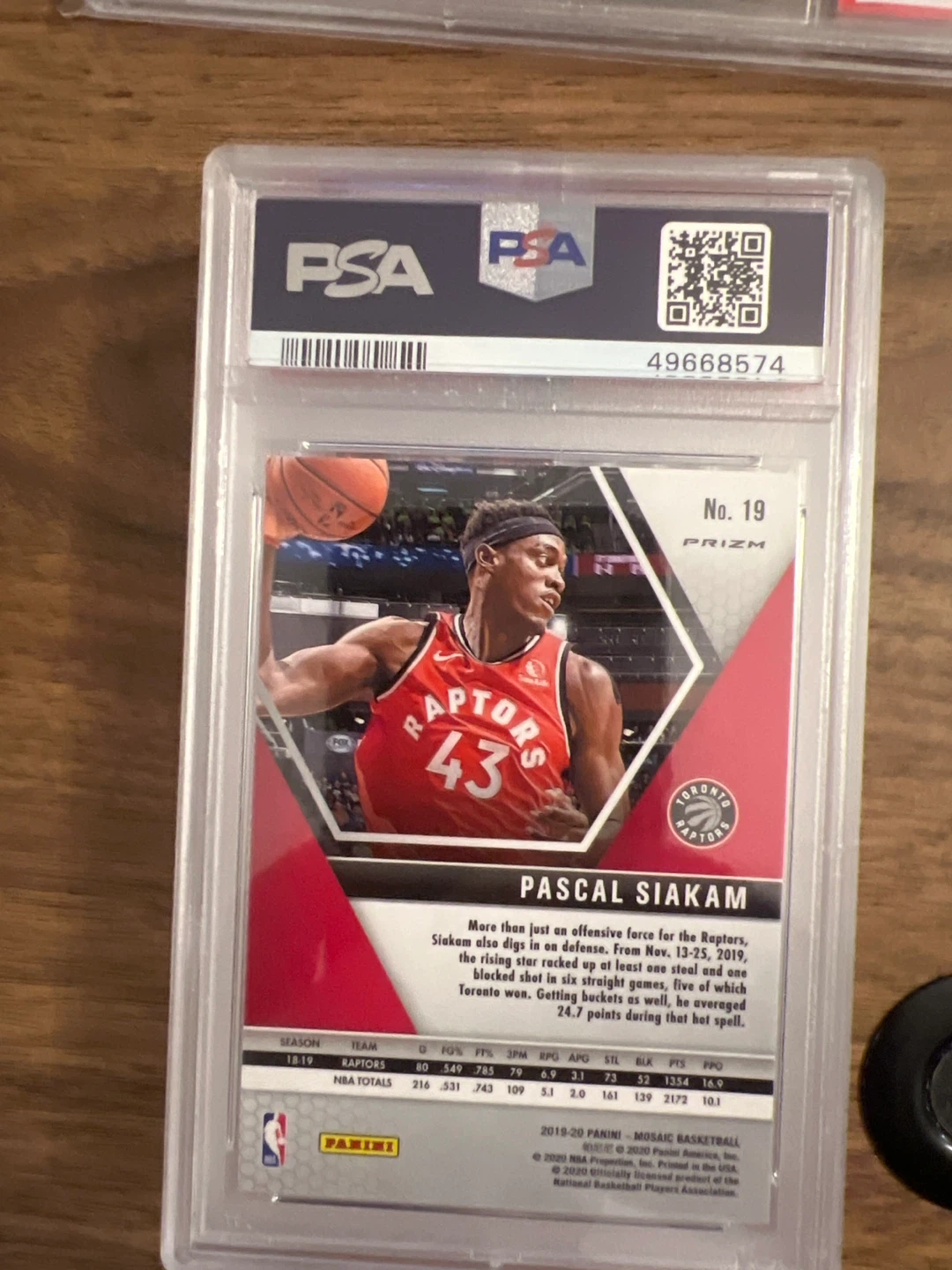2019 Panini Mosaic Green Mosaic Pascal Siakam PSA 10 - photo 2