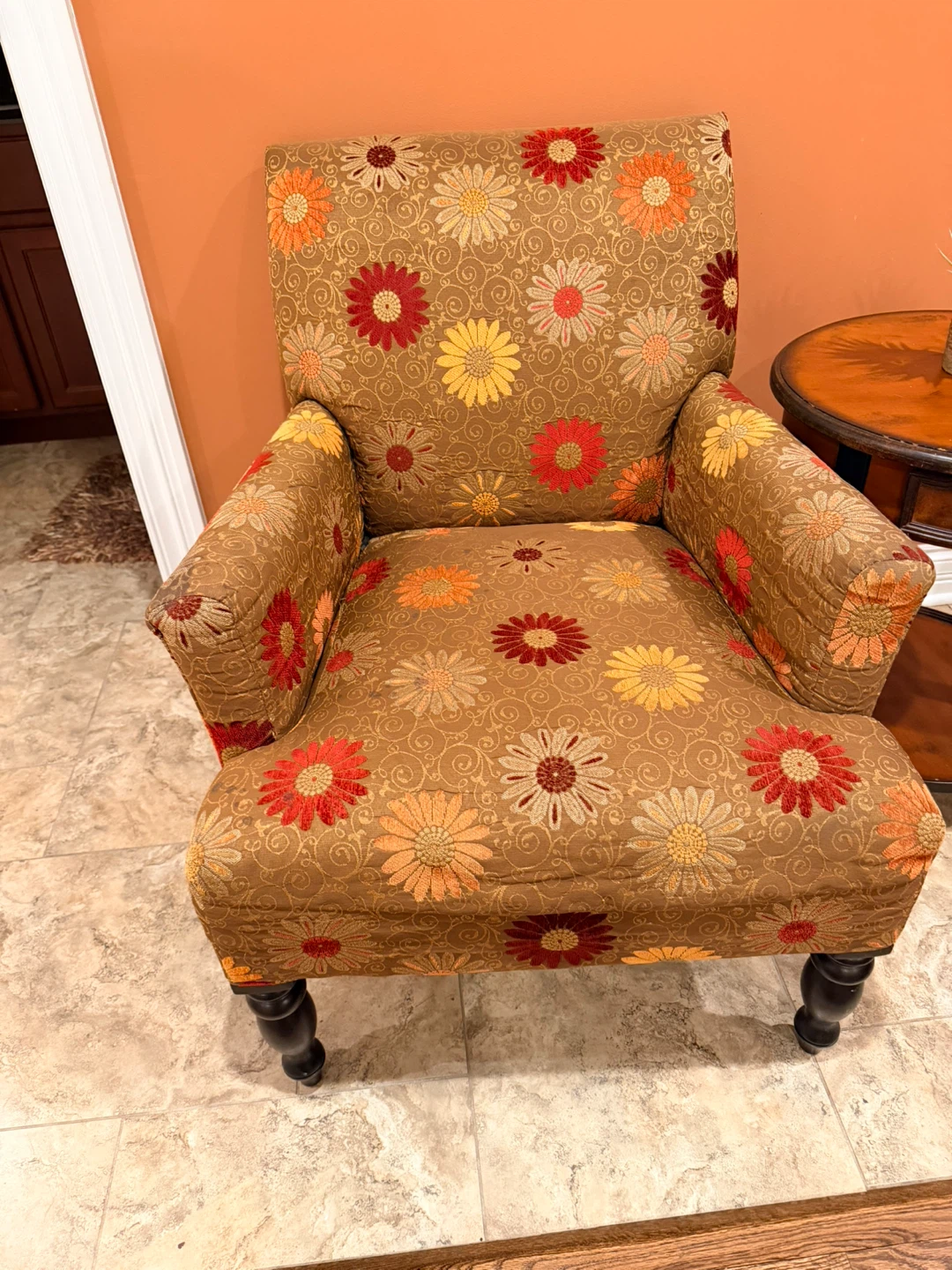 Accent Chair with Floral Upholstery