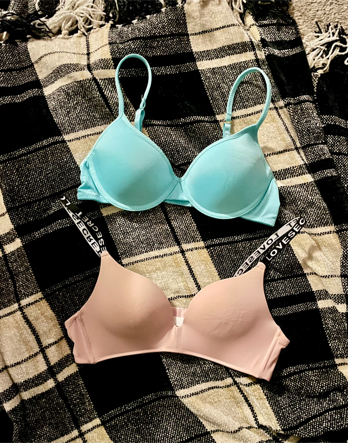 🥕Blue & Pink Bras - size L & 36/B