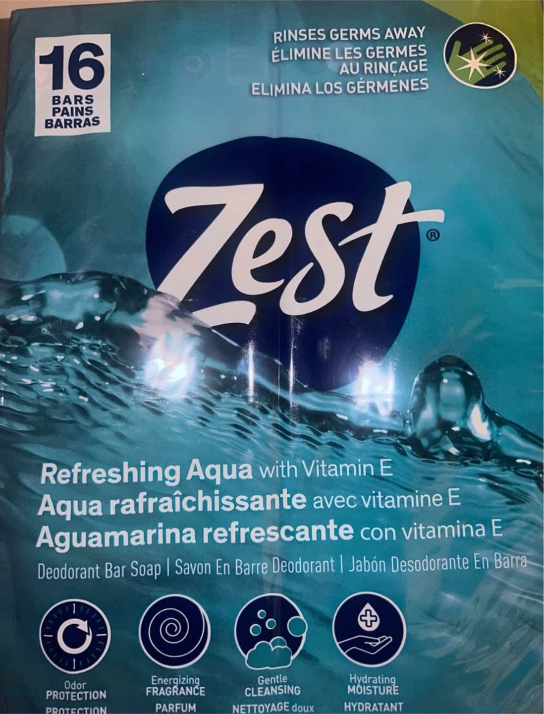 Zest 16pk bath size soap, 4.0 oz each soap bar