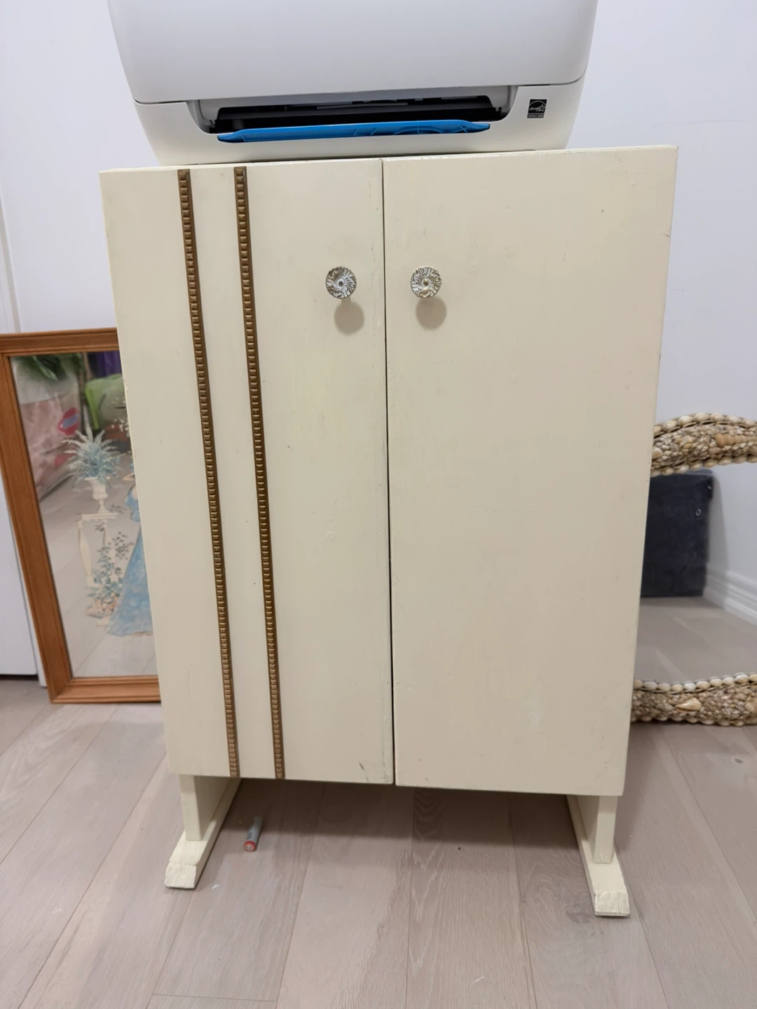Cream Coloured Two-Door Cabinet - 30”