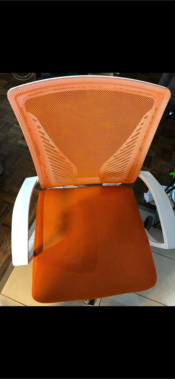 Orange and White Mesh Office Chair
