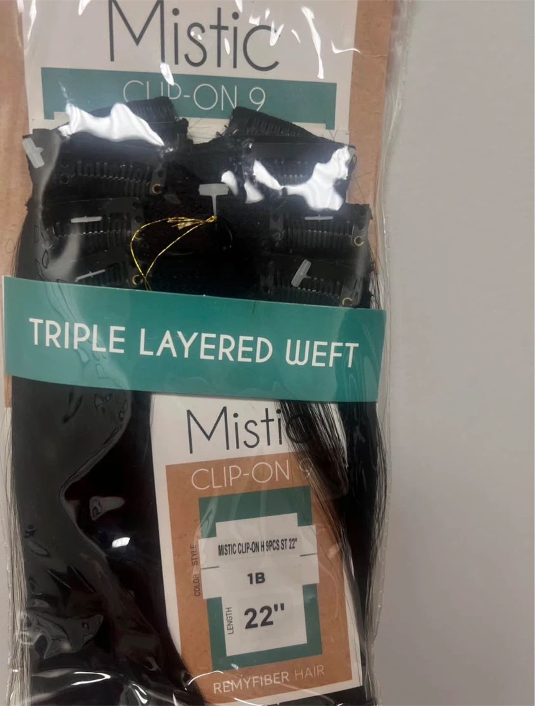 Mistic Clip-On 9 Hair Extensions — 22” Straight - 1B color