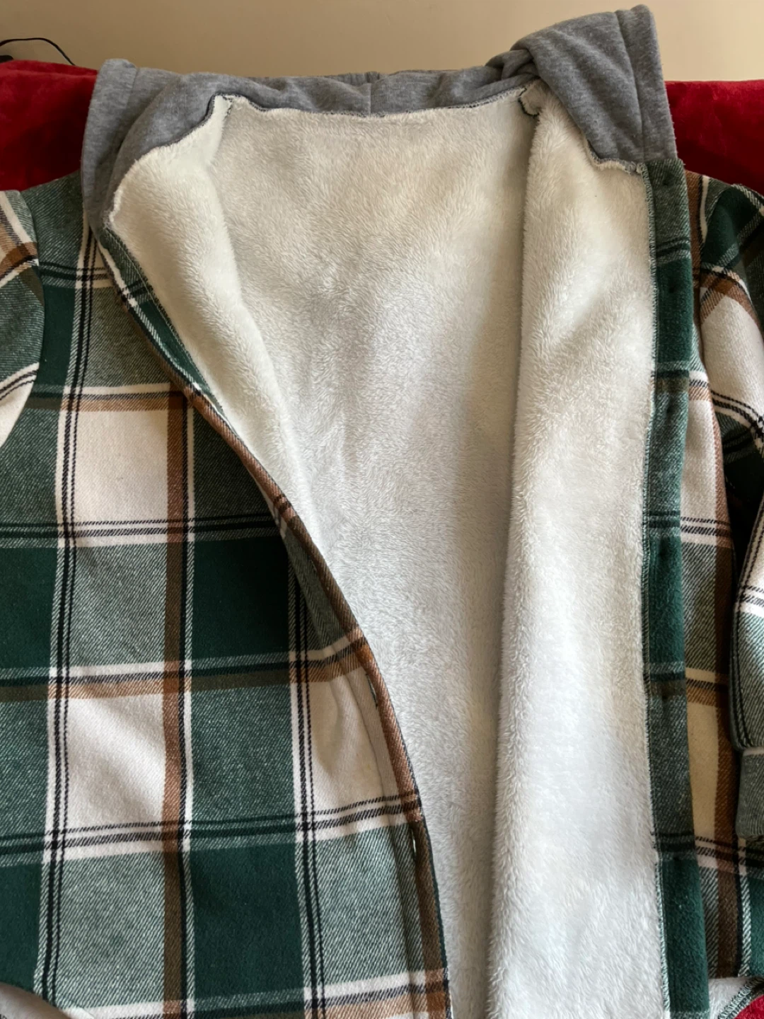 Flannel Hooded Shirt Jacket 🥕 with Sherpa Lining - photo 5