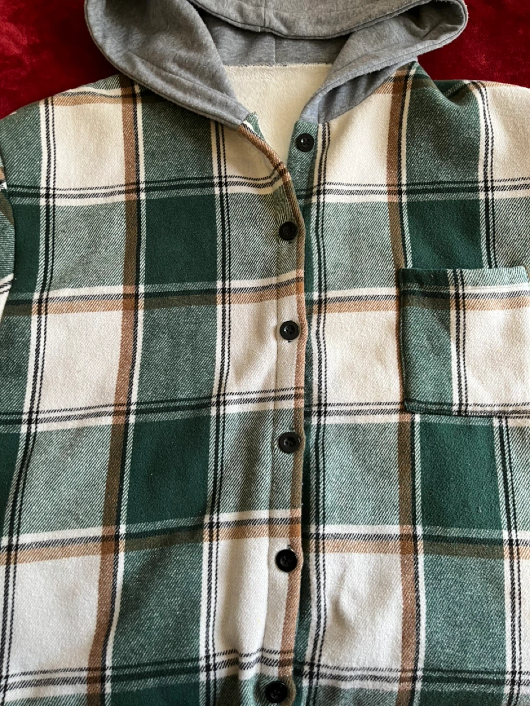 Flannel Hooded Shirt Jacket 🥕 with Sherpa Lining