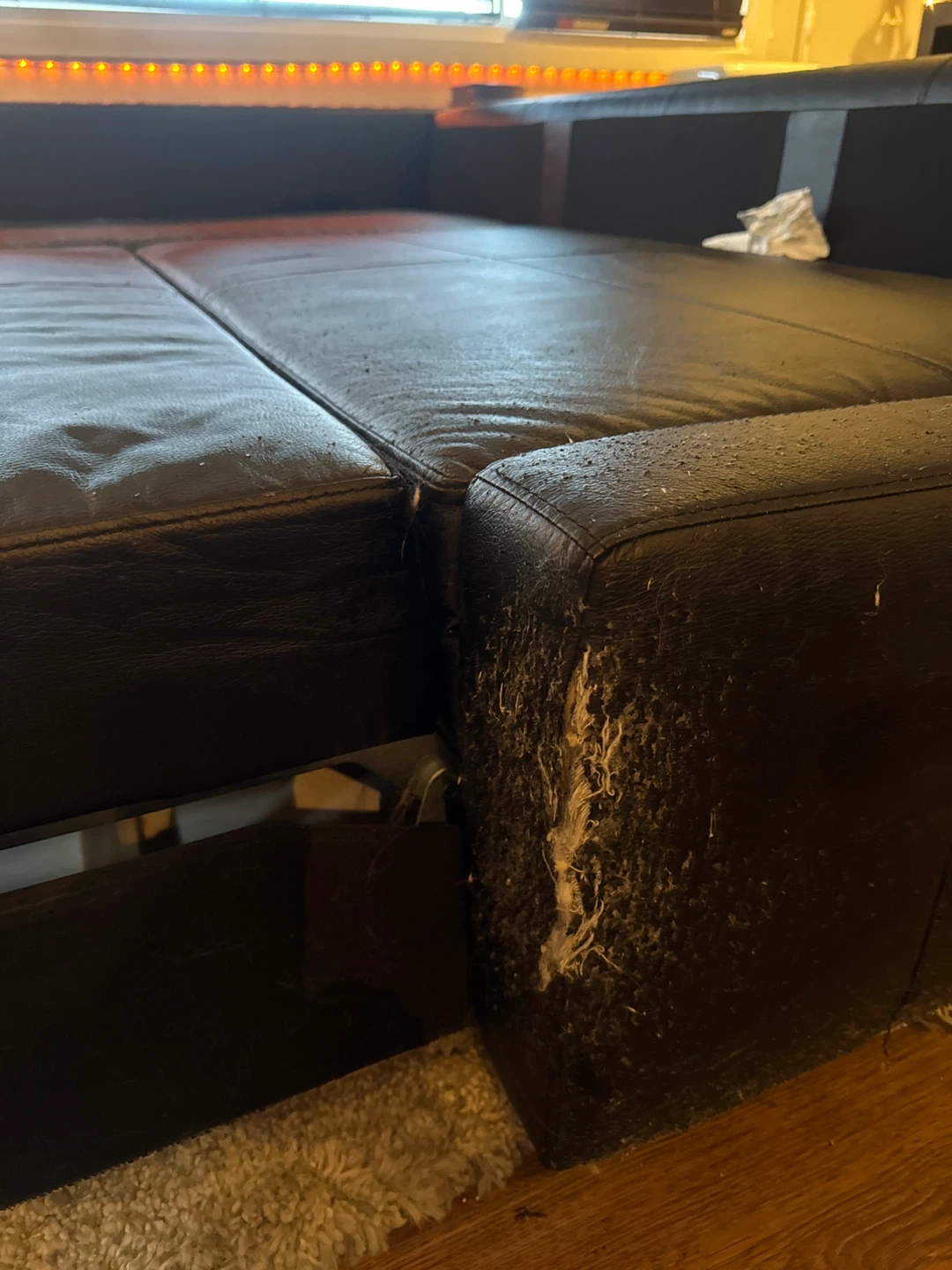 IKEA Black Leather Sectional Sofa Bed - photo 5