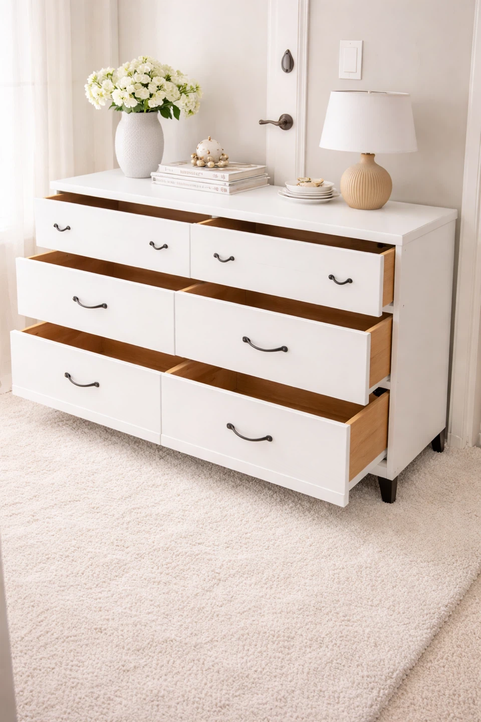 White 6-Drawer Dresser - photo 2