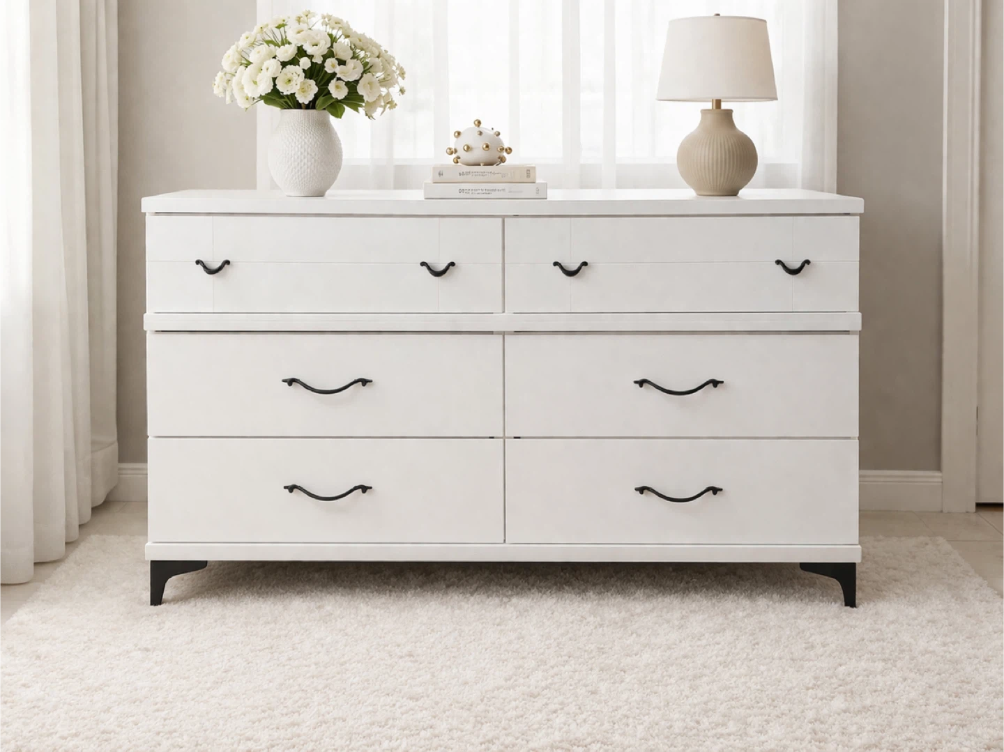 White 6-Drawer Dresser