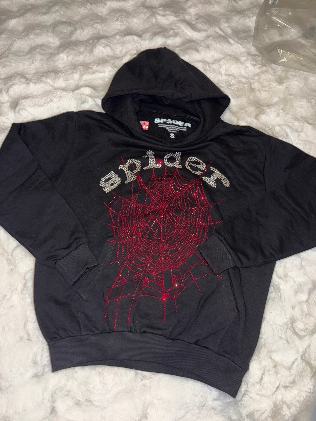 SPIDER rhinestone hoodie black size S - photo 4