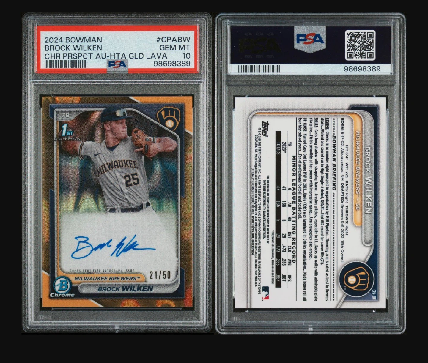 Brock Wilken Psa 10 Baseball card - photo 2