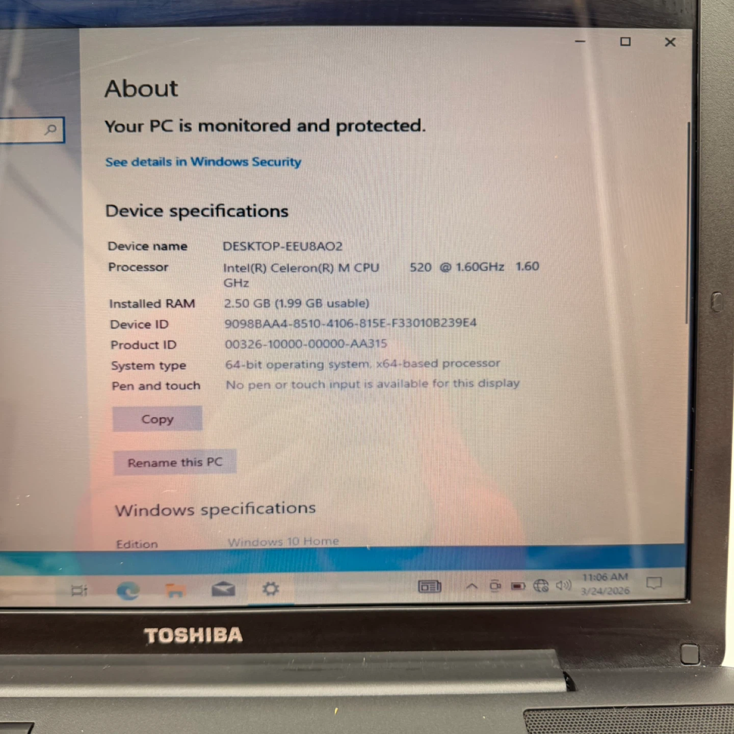 Toshiba Satellite A200 Laptop Celeron 2.5GB 100GB Works - photo 2