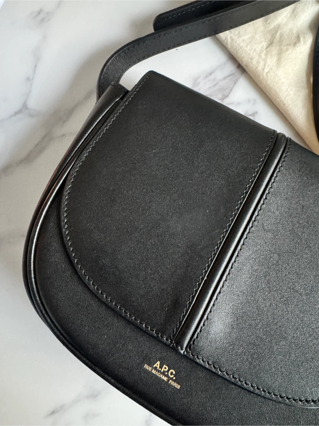 A.P.C. Black Leather Saddle Bag - photo 2