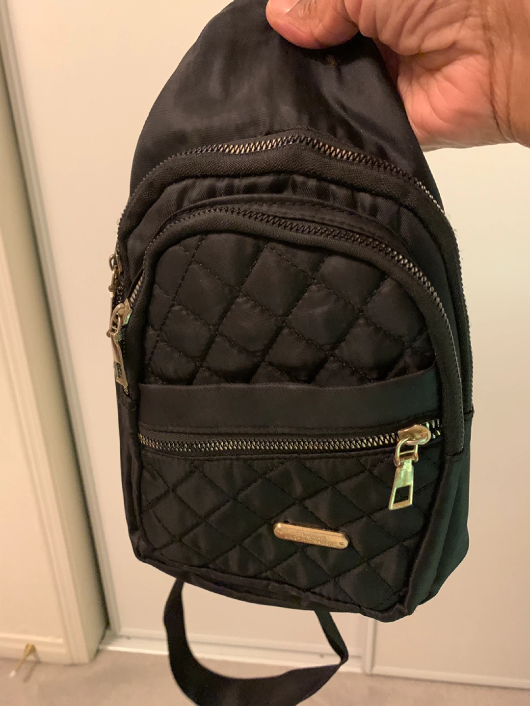 Black Quilted Sling Bag