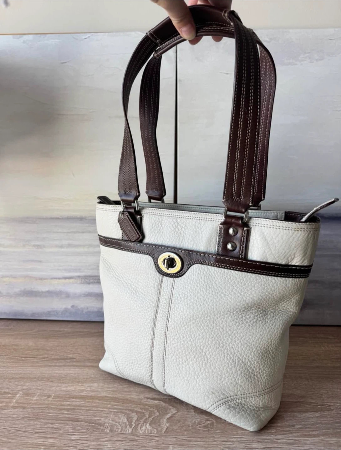 Authentic Coach Hampton Turnlock Zip Tote Shoulder Bag