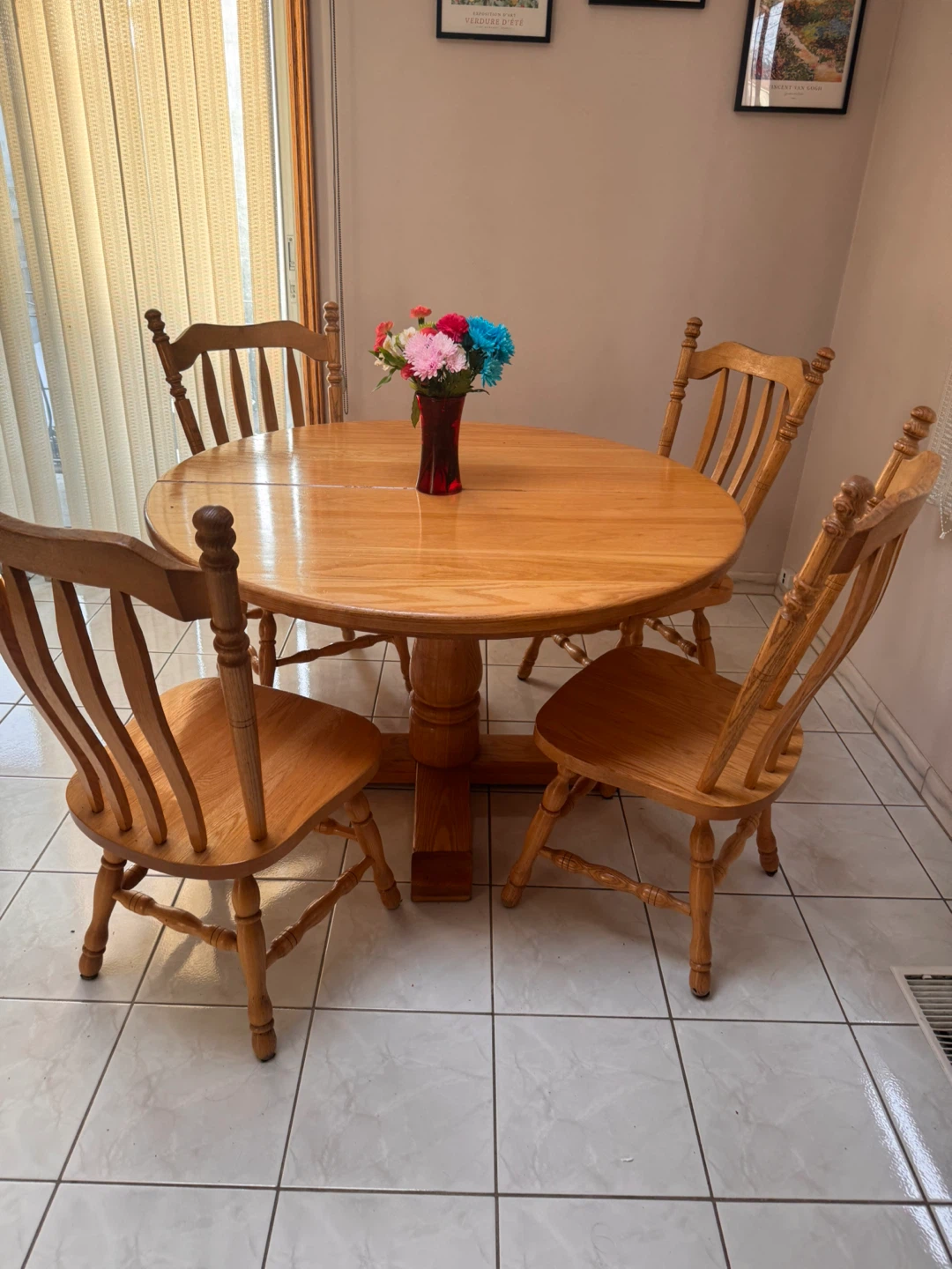 Wooden Dining Table and 4 Chairs Set
