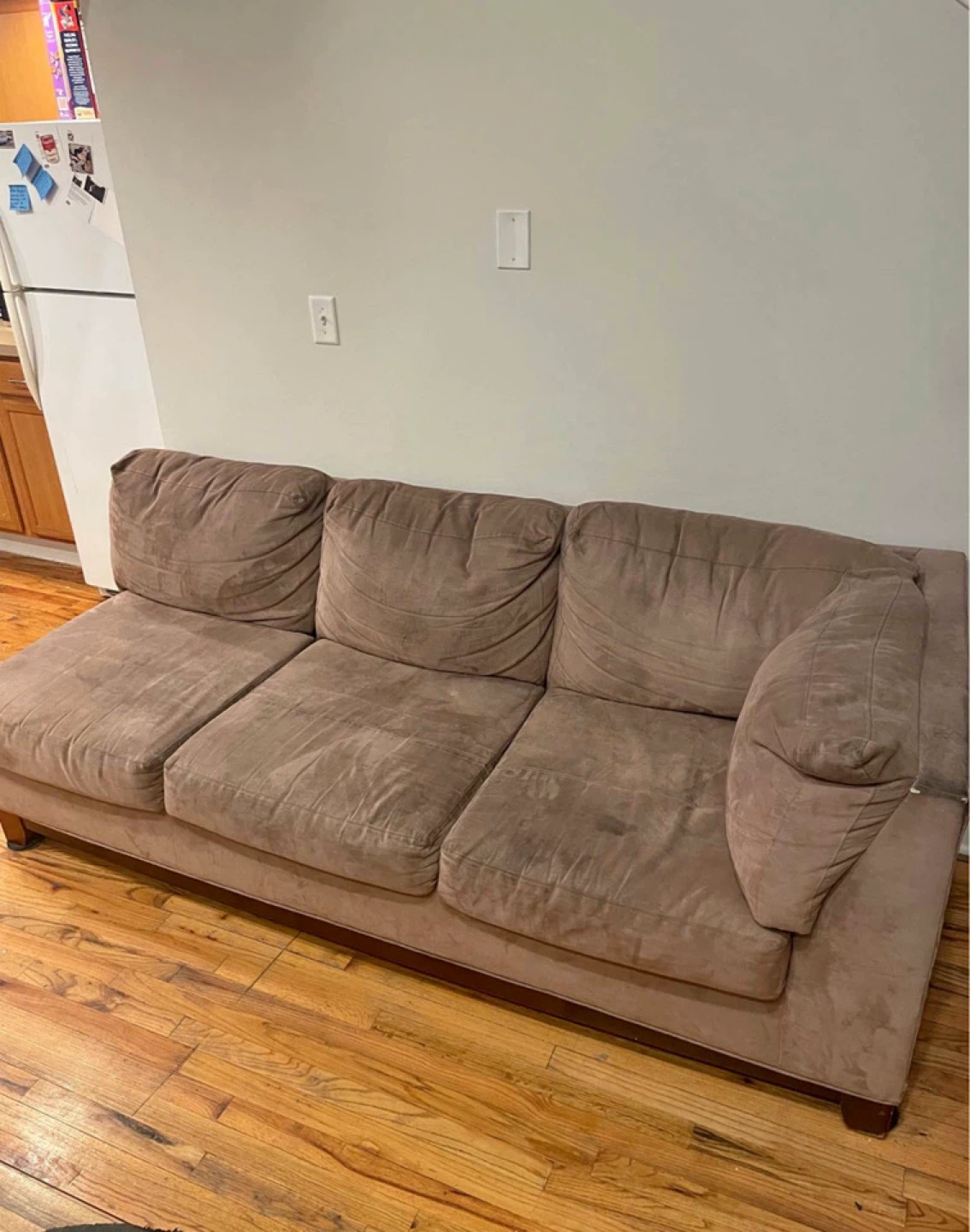 Brown Suede Sectional Sofa with Chaise