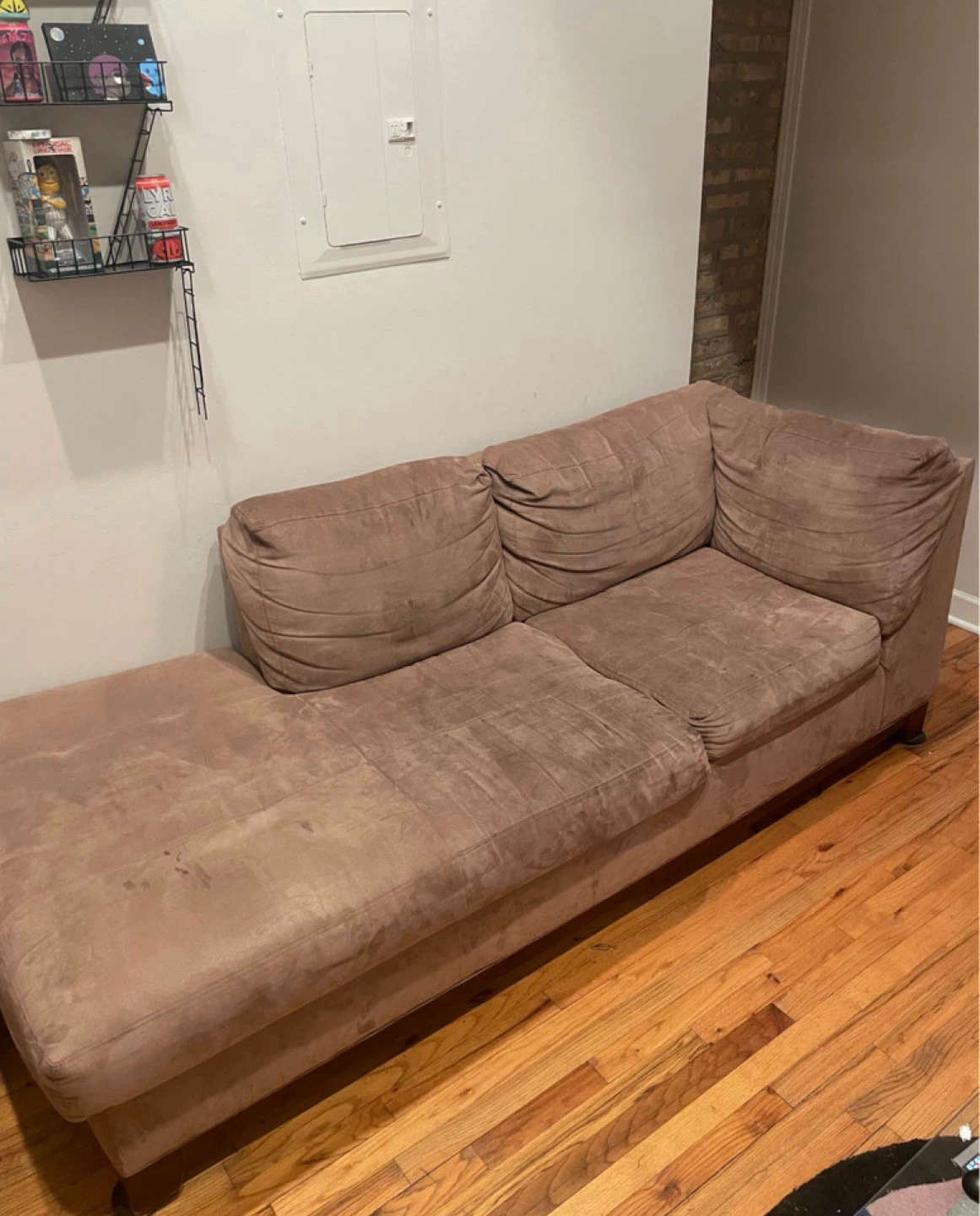Brown Suede Sectional Sofa with Chaise - photo 2