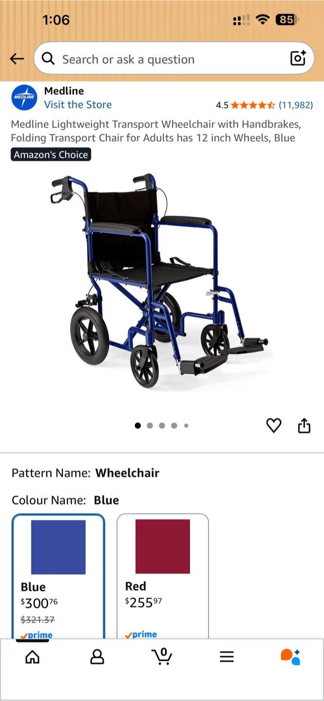Medline Lightweight Transport Wheelchair