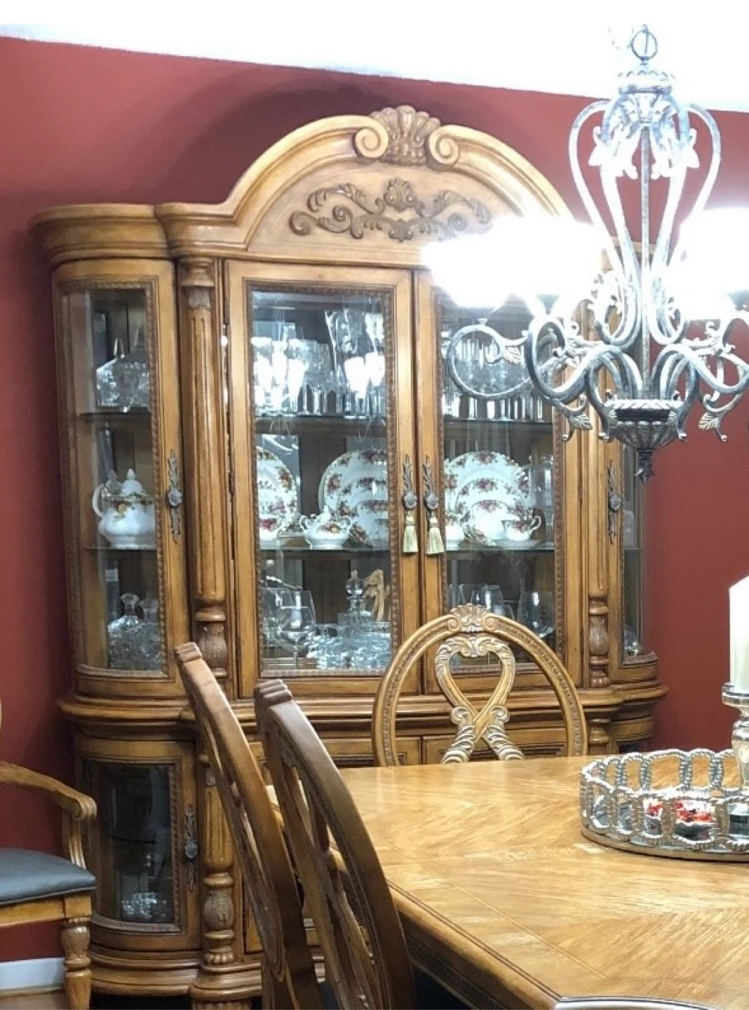 Wooden Cabinet with Glass Doors(does not include table & chairs)