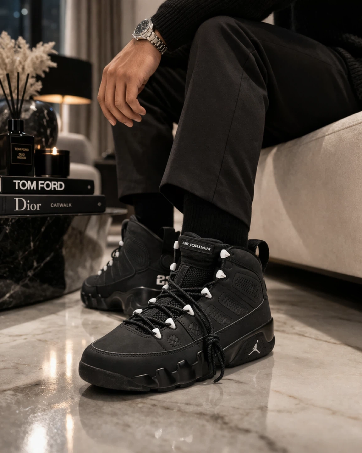 Air Jordan 9 Retro Black White Sneakers