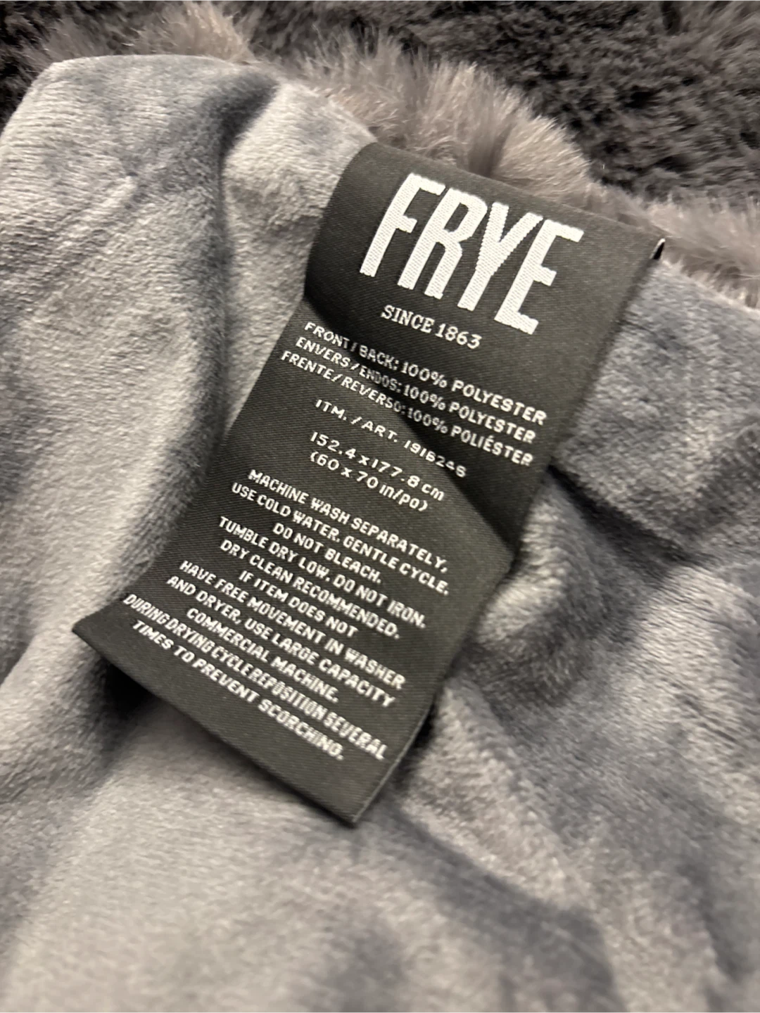 NWOT FRYE Grey Faux Fur Throw 60 x 70 in. - photo 2