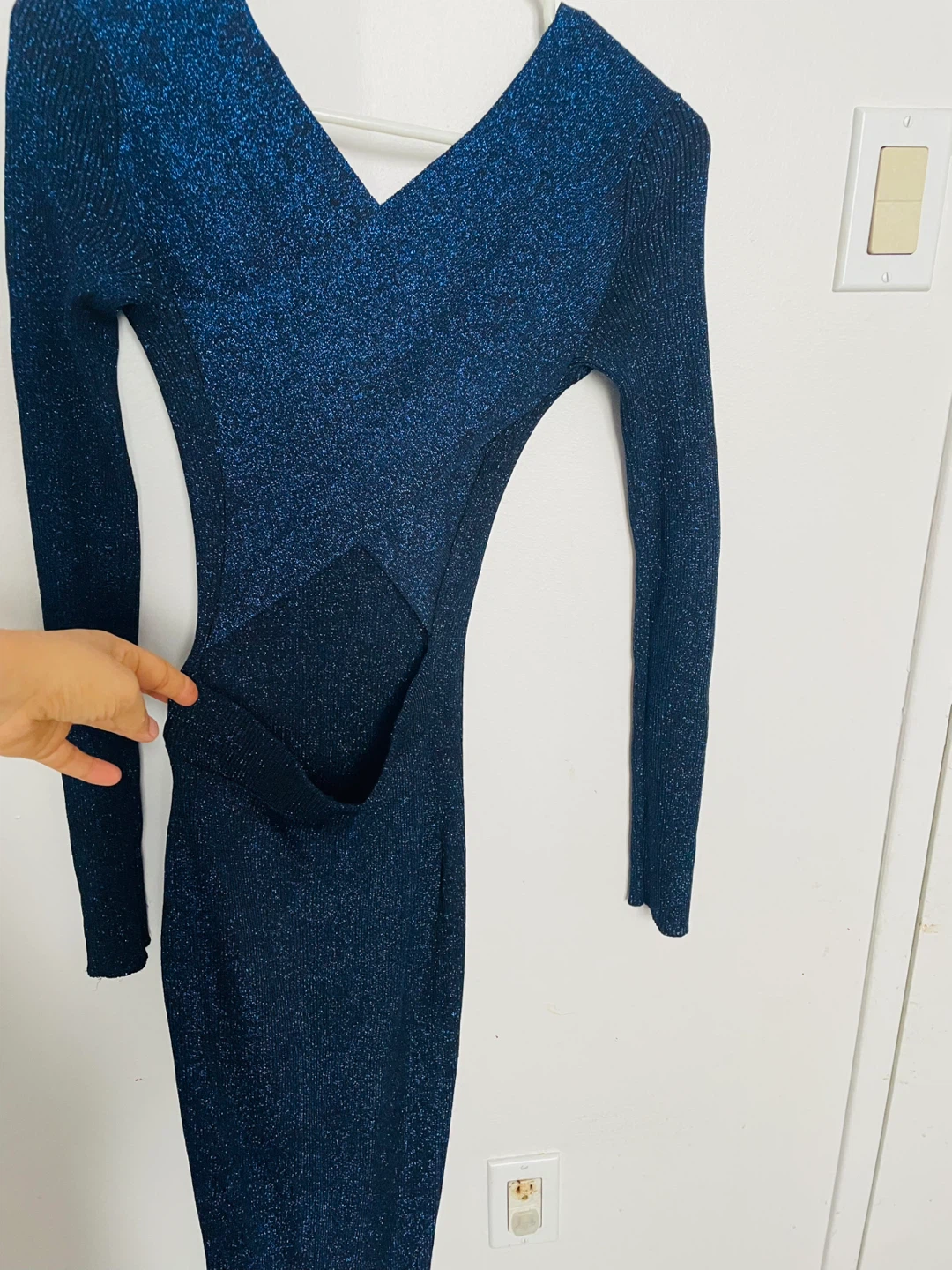 Sparkly Blue Long Sleeve Midi Dress - photo 2