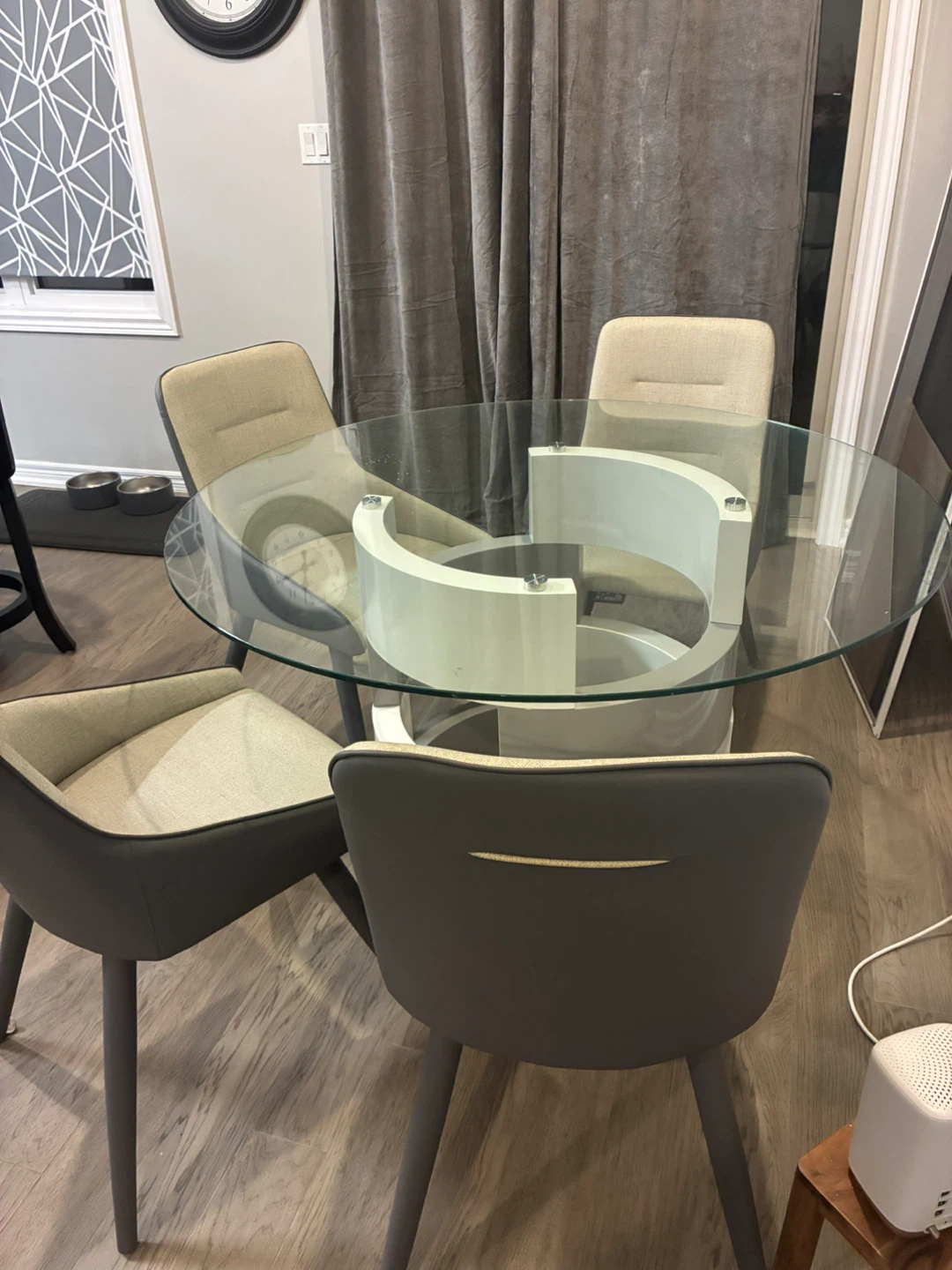 Glass Top Dining Table with 4 Chairs
