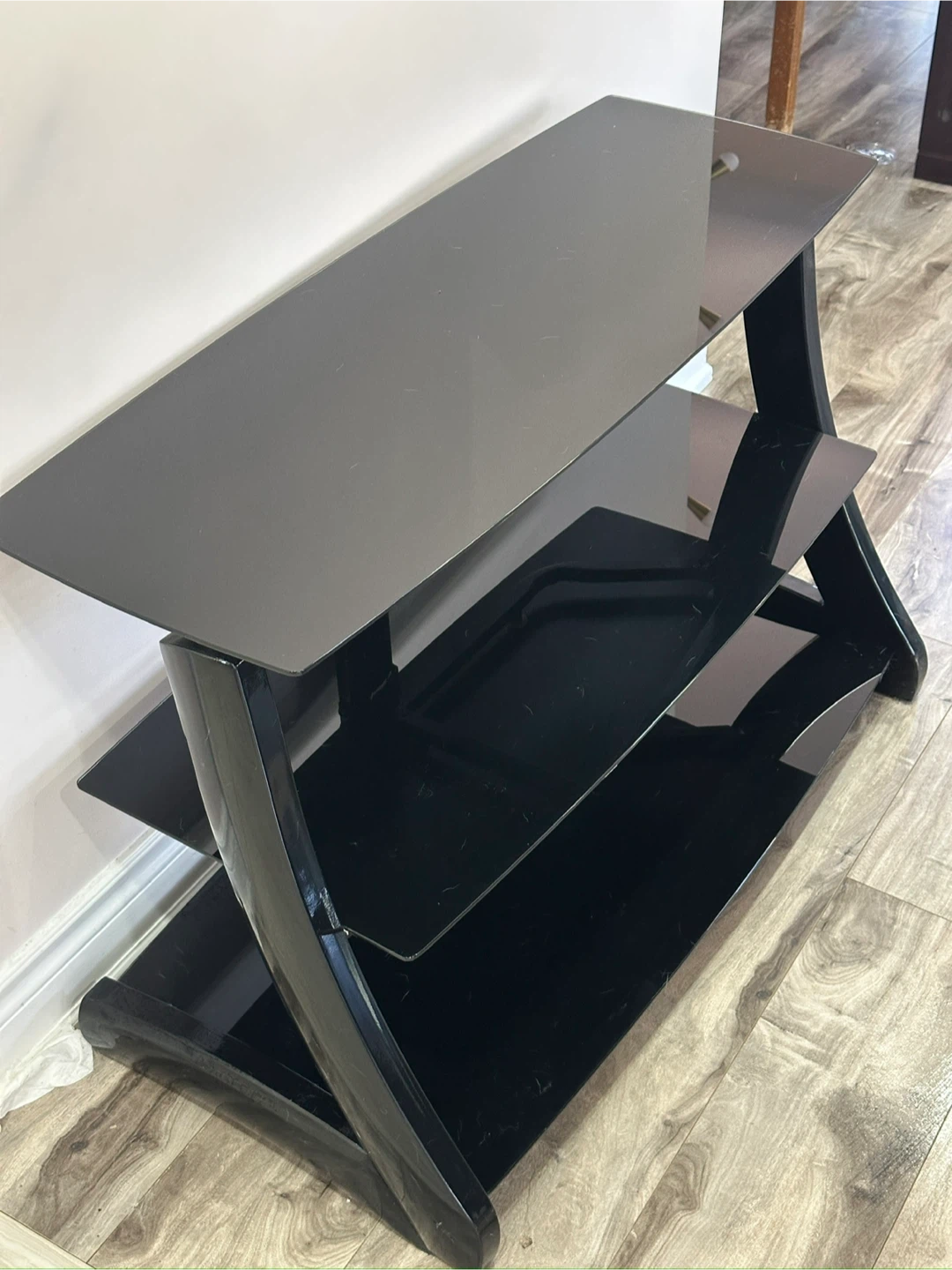 Black Glass 3-Tier TV Stand