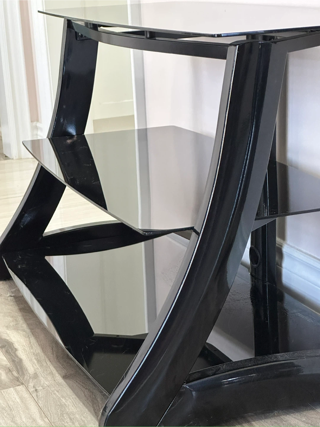 Black Glass 3-Tier TV Stand - photo 2