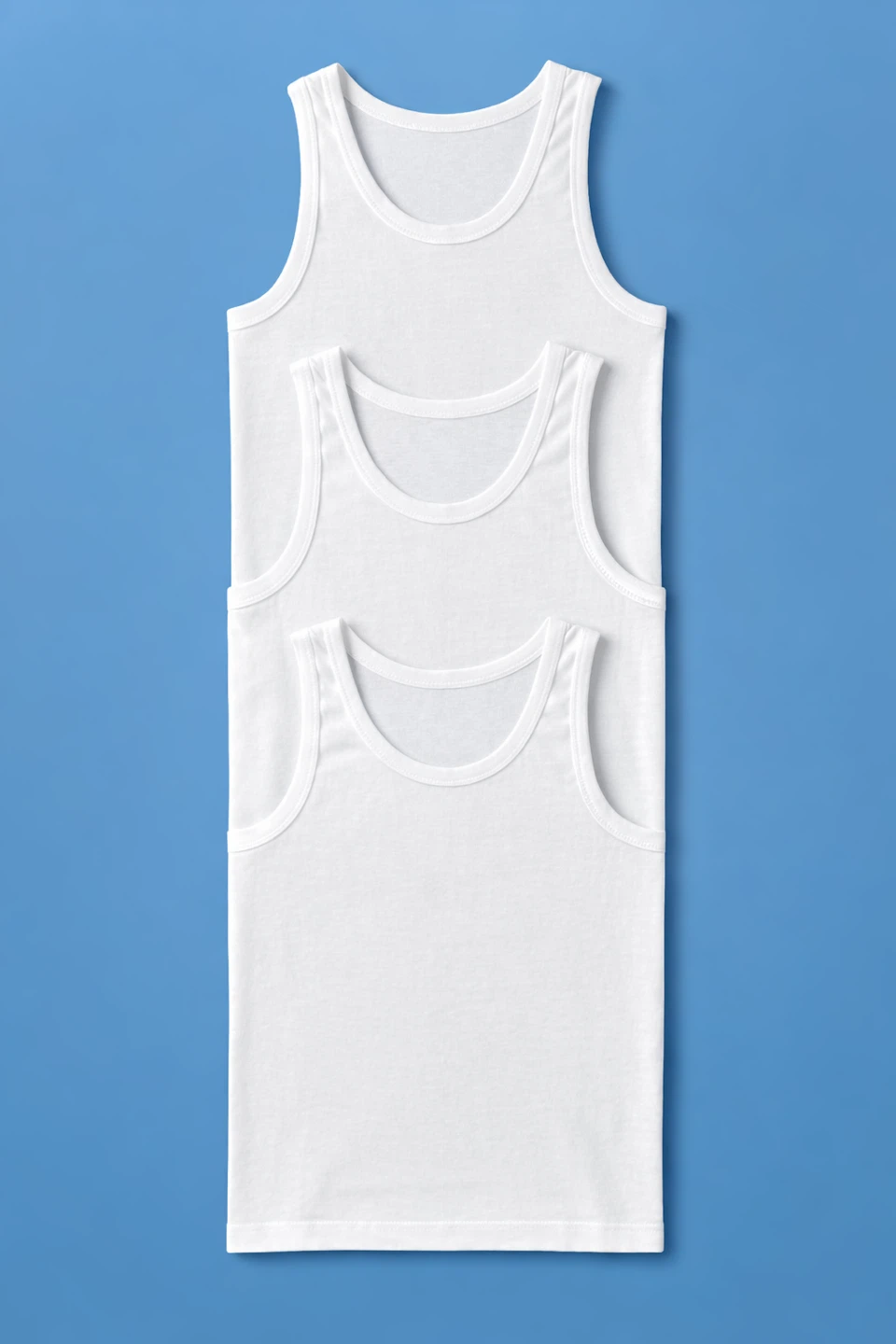 Pack of 3 White Ribbed Tank Tops - Boys Size Medium - photo 4