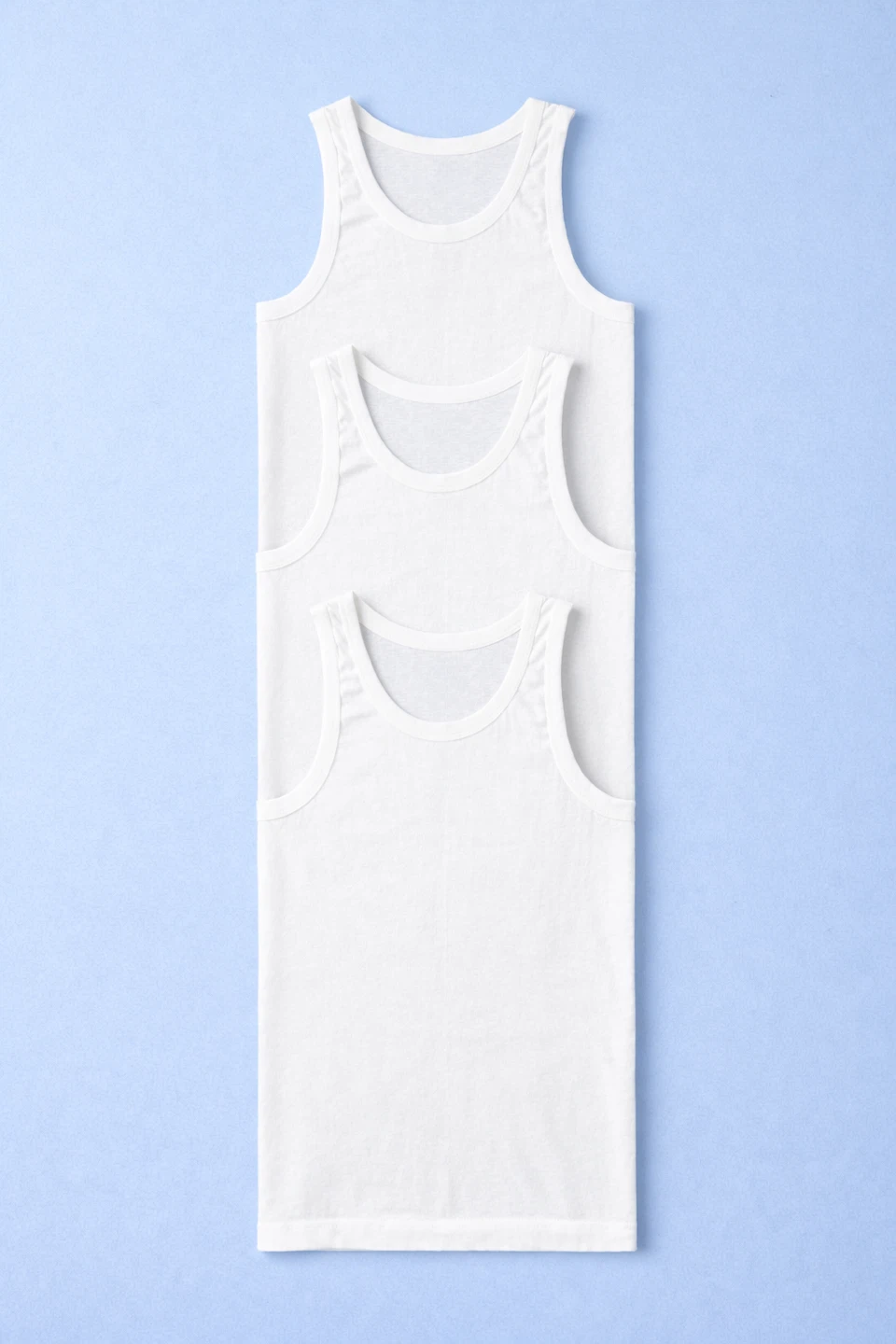 Pack of 3 White Ribbed Tank Tops - Boys Size Medium