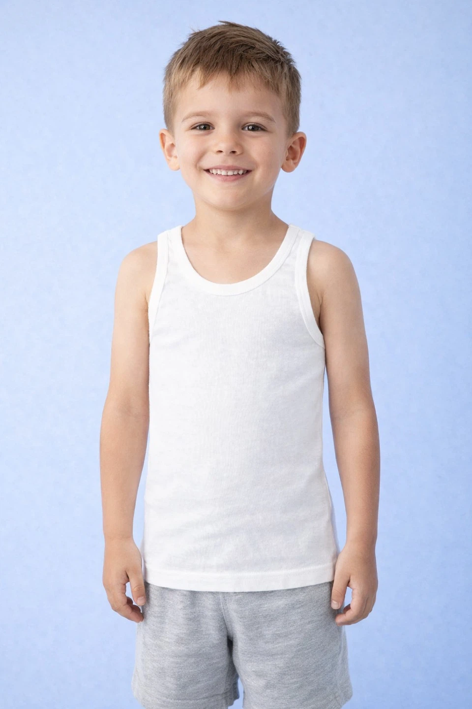 Pack of 3 White Ribbed Tank Tops - Boys Size Medium - photo 3