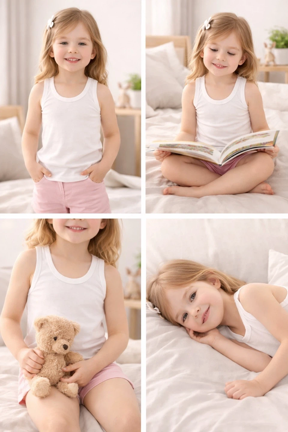 3-Pack White Toddler Tank Tops