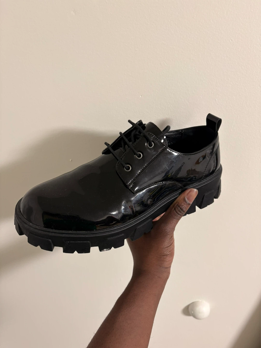 Black Patent Chunky Platform Oxford Shoes - photo 3