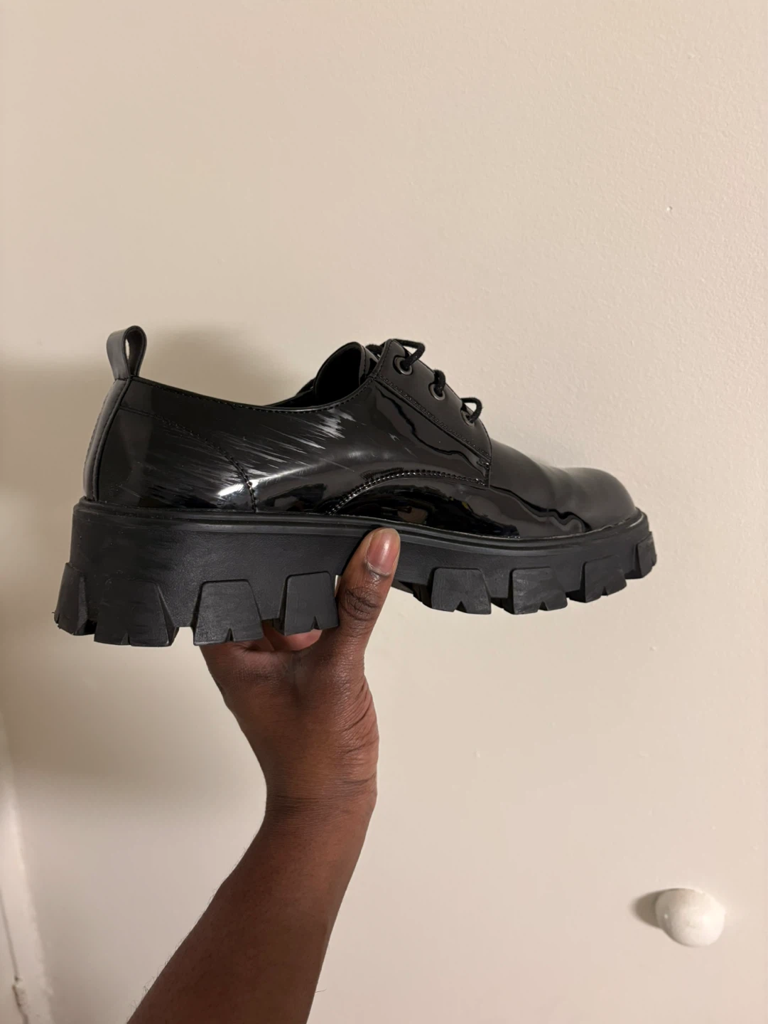 Black Patent Chunky Platform Oxford Shoes - photo 2