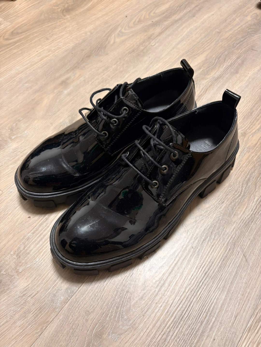 Black Patent Chunky Platform Oxford Shoes